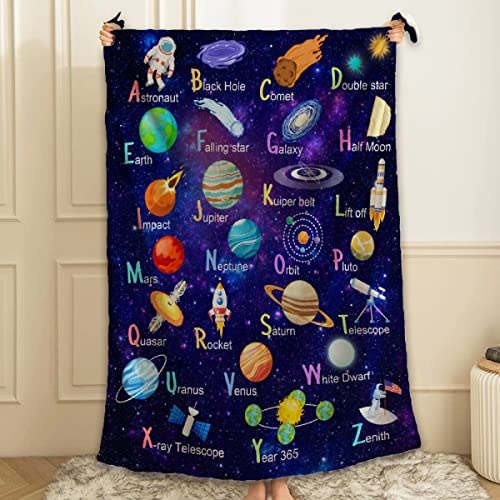 ARTBLANKET Space Alphabet Throw Blanket Fannel Fleece Super Soft Funny Blanket Travel Throw Blanket for Bed Couch Sofa 40 x 50 Inch for Kid