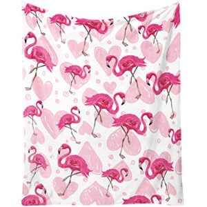 flamingo blanket gifts, 40"x50" cute throw blanket for girls women, soft warm cozy plush flannel blankets for sofa bed couch