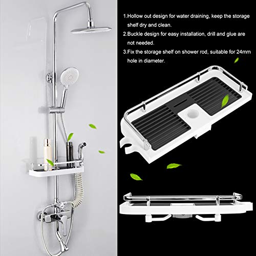 Shower Caddy Shower Rack, ABS Shower Rod Storage Shelf Organizer Easy To Install for 24mm Hole in Diameter for Storage Of Bathroom Items