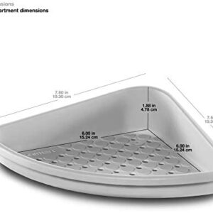 madesmart Plastic Bathtub Corner Shelf for Expanded Soap Storage Space, Storage Shelf for Bathtub Corner with Drainage Holes, Gray