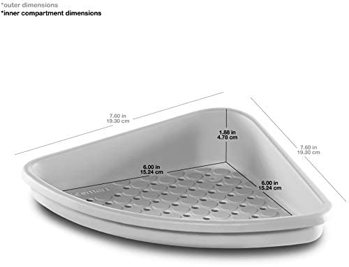 madesmart Plastic Bathtub Corner Shelf for Expanded Soap Storage Space, Storage Shelf for Bathtub Corner with Drainage Holes, Gray