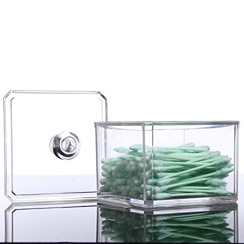 Square Stackable Organizer Acrylic Cotton Ball Holder Q-tip Holder Bathroom Swab Pad Dispenser