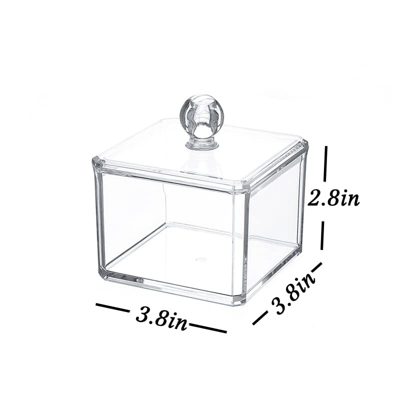 Square Stackable Organizer Acrylic Cotton Ball Holder Q-tip Holder Bathroom Swab Pad Dispenser