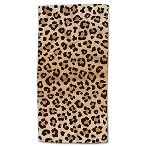 hgod designs leopard hand towels,leopard print pattern 100% cotton soft bath hand towels for bathroom kitchen hotel spa hand towels 15"x30" inch