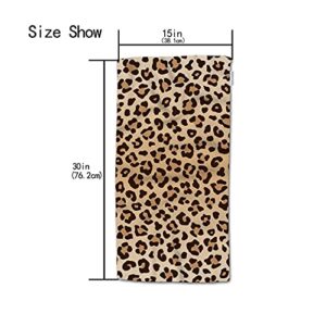 HGOD DESIGNS Leopard Hand Towels,Leopard Print Pattern 100% Cotton Soft Bath Hand Towels for Bathroom Kitchen Hotel Spa Hand Towels 15"X30" inch