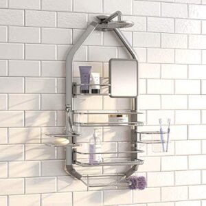 artika cadg2-c1 adjustable bathroom shower caddy, silver
