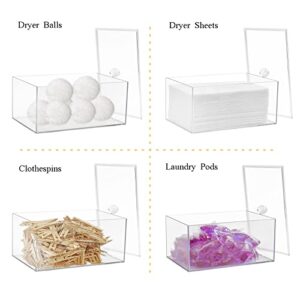 Farmhouse Laundry Dryer Sheet Holder Clear Detergent Pods Container Dryer Balls Dispenser with Lid, Organization and Storage Box for Laundry Room, Bedroom, Desk