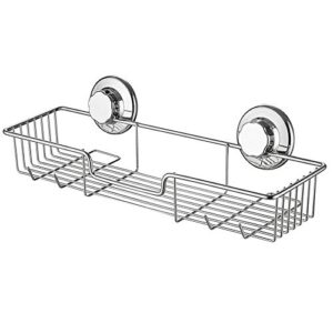 ipegtop l-4 strong suction cup shower caddy bath shelf storage, combo organizer basket for shampoo, soap, conditioner, razor bathroom accessories - rustproof stainless steel, chrome