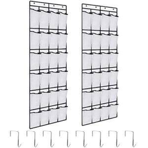 Xuhal 2 Pack over The Door Shoe Organizer Hanging Shoe Organizer with 24 Mesh Large Pockets Door Shoe Rack and 8 Pcs Metal Hooks for Men Women Kids Hanging Door Shoe Holder