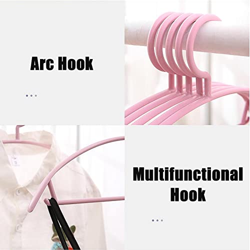 40.5 cm No Shoulder Bumps Plastic Clothes Hangers Non-Slip, Sweater Hanger, Suit Hanger with Pants Bar (Pink, 20 Pack)