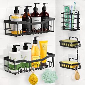 Gocvo Shower Caddy, 5 Pack Shower Shelves Bathroom Organizer No Drilling Adhesive Shower Wall Shelves Rustproof Stainless Steel Storage Shower Rack