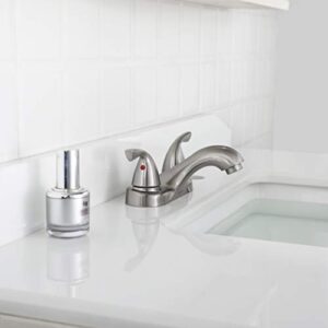 PARLOS Two-Handle Bathroom Sink Faucet with Metal Drain assembly and Supply Hose, Lead-free cUPC,Brushed Nickel,13622