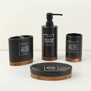 black ceramic bathroom accessories set 4 pieces include tumbler soap dish soap dispenser toothbrush holder for bathroom decor