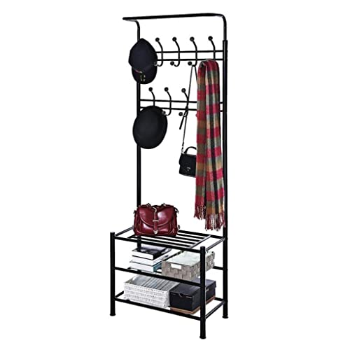 n/a Metal Hanger Marble Hanger Floor Bedroom Living Room Hanging Clothes Modern and Simple (Color : Black, Size : 185 * 66 * 30cm)