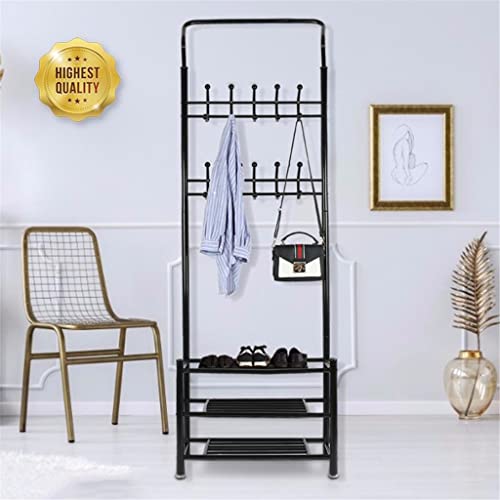 n/a Metal Hanger Marble Hanger Floor Bedroom Living Room Hanging Clothes Modern and Simple (Color : Black, Size : 185 * 66 * 30cm)