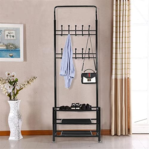 n/a Metal Hanger Marble Hanger Floor Bedroom Living Room Hanging Clothes Modern and Simple (Color : Black, Size : 185 * 66 * 30cm)