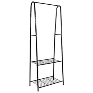 n/a stable clothes rack floor standing clothes hanging storage shelf clothes hanger with shelf simple style furniture (color : black, size : 160 * 59.5 * 36.5cm)