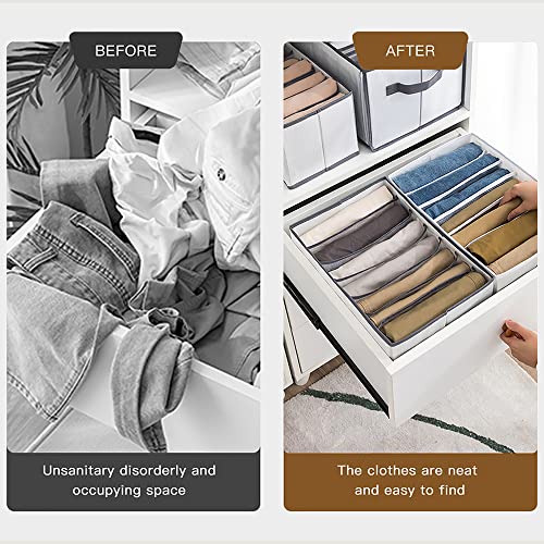 Msthreeup 7 Grids Washable Wardrobe clothes Organizer, Drawer Organizer Dividers,Closet Organizers and Storage Box for Folded Clothes,Jeans,Shirts,T-shirts,dress (1PC Large)