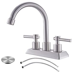 VESLA HOME Modern 2 Handles 2 Holes 4 Inch Centerset Brushed Nickel Bathroom Faucet,Lavatory Vanity Bathroom Sink Faucet