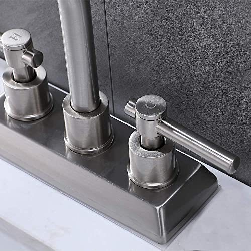 VESLA HOME Modern 2 Handles 2 Holes 4 Inch Centerset Brushed Nickel Bathroom Faucet,Lavatory Vanity Bathroom Sink Faucet