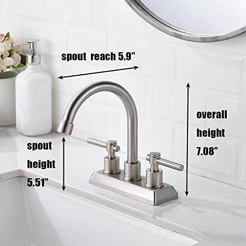 VESLA HOME Modern 2 Handles 2 Holes 4 Inch Centerset Brushed Nickel Bathroom Faucet,Lavatory Vanity Bathroom Sink Faucet