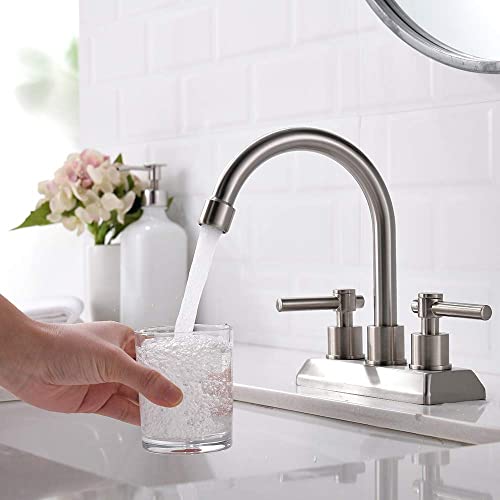 VESLA HOME Modern 2 Handles 2 Holes 4 Inch Centerset Brushed Nickel Bathroom Faucet,Lavatory Vanity Bathroom Sink Faucet