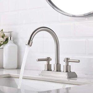 VESLA HOME Modern 2 Handles 2 Holes 4 Inch Centerset Brushed Nickel Bathroom Faucet,Lavatory Vanity Bathroom Sink Faucet