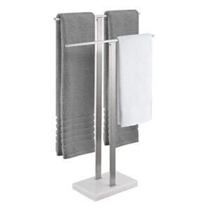 kes standing towel rack 2-tier towel rack stand with marble base for bathroom floor, upgrade steady design, sus 304 stainless steel brushed finish, bth217-2