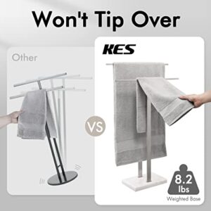 KES Standing Towel Rack 2-Tier Towel Rack Stand with Marble Base for Bathroom Floor, Upgrade Steady Design, SUS 304 Stainless Steel Brushed Finish, BTH217-2