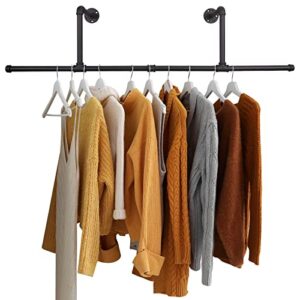 muzik 40 inch long industrial pipe clothes rack, heavy duty wall mounted garment racks for bathroom cabinet boutique clothing store