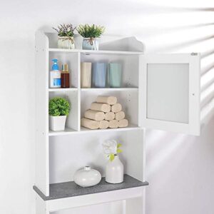 SUPER DEAL New Version Over-The-Toilet Bathroom Storage Cabinet Freestanding Wooden Bathroom Organizer w/Adjustable Shelves