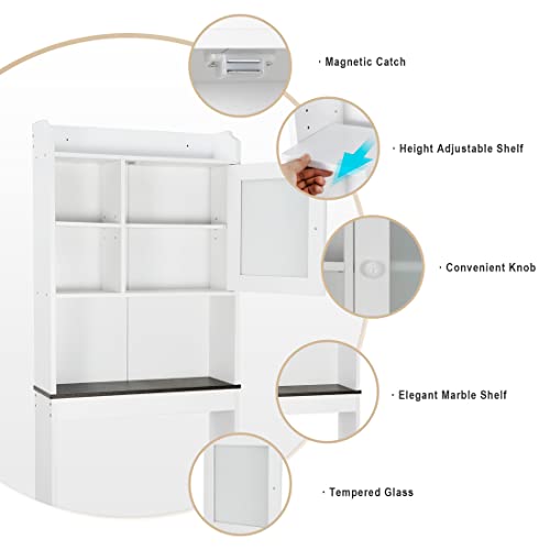 SUPER DEAL New Version Over-The-Toilet Bathroom Storage Cabinet Freestanding Wooden Bathroom Organizer w/Adjustable Shelves