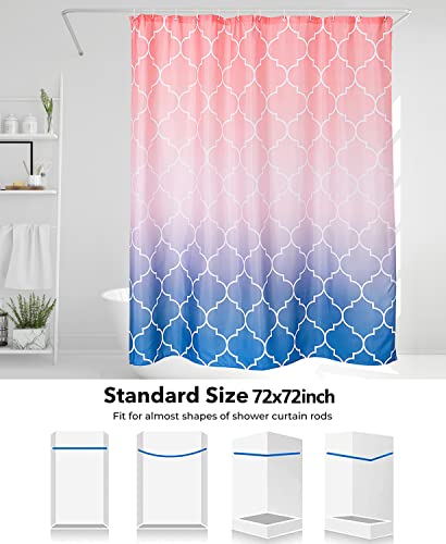 HBlife 4PCS Moroccan Style Bathroom Sets with Shower Curtain and Rugs, 72"x72" Boho Shower Curtains with 3 PCS Bathroom Mats Sets, Shower Curtain Sets with Non-Slip Rug and 12 Shower Curtain Hooks