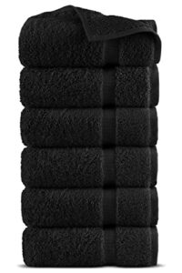 indulge linen 100% turkish cotton towel se (black, hand towels - set of 6)
