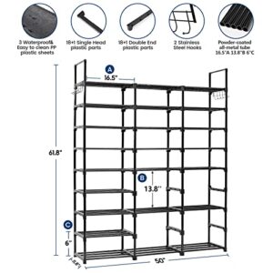 Mavivegue 9 Tiers Shoe Rack Tall Shoe Organizer Shoe Storage Shoe Rack, 8 Tier Large Shoe Rack Organizer