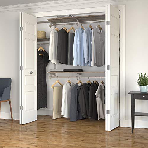 Closet Culture by Knape & Vogt Culture Closet Organization System with 6 Driftwood Wood Shelves, 8 feet