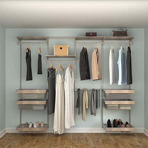 Closet Culture by Knape & Vogt Culture Closet Organization System with 6 Driftwood Wood Shelves, 8 feet