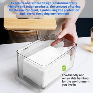 Bamboo Dryer Sheet holder,Minimalist Light Luxury Style Washer Dryer Sheet Dispenser, Transparent Container Storage Box for Laundry Room Decoration, Removable - Eco-friendly Material - Large Capacity.