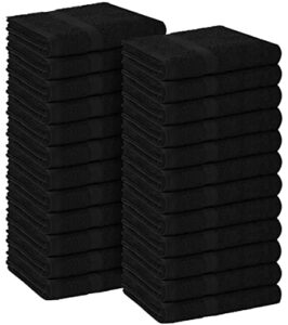 avalon salon towels – 24 pack black hand towels 100% cotton spa towels – 16x27 inches highly absorbable facial towels gym towels hair towels and face towels bulk small towels (non bleach proof)