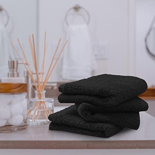 Avalon Salon Towels – 24 Pack Black Hand Towels 100% Cotton Spa Towels – 16x27 inches Highly Absorbable Facial Towels Gym Towels Hair Towels and Face Towels Bulk Small Towels (Non Bleach Proof)