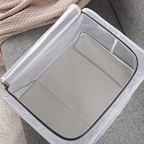 Kaysun Stackable Closet Clear Storage Bins with Lids Waterproof Foldable Steel Frame Storage Box for Clothes 66L Baby Cloth Storage bag Organizer for Bedding Clothing Toy(2-Pack 66L+2-pack 22L）)
