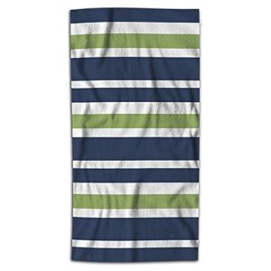 wondertify stripes hand towel navy blue lime green white hand towels for bathroom, hand & face washcloths 15x30 inches