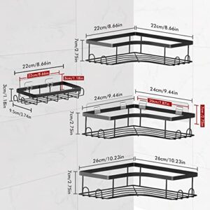 EACHPAI Corner Shower Caddy with Hooks and Soap Dish, Adhesive No Drilling Shower Organizer for Bathroom Storage, Rustproof Bathroom Shelves, Kitchen Storage Rack 4 Pack