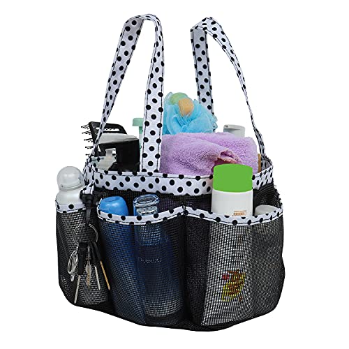 Mesh Shower Caddy Tote for College Dorm Room Essentials, Hanging Large Portable Shower Tote Bag Toiletry Organizer with Key Hook for Bathroom Accessories(hyd)