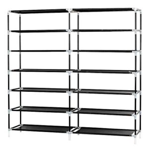 Ochine Shoe Rack Double Row Storage Organizer 6 Tier Nonwoven Fabric Cover Shoe Rack Cabinet Portable 36 Pairs Stackable Shoes Shelf Stand for Closet, Living Room, Bedroom, Hallway