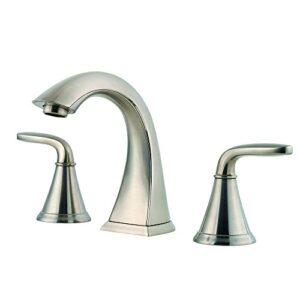 pfister pasadena bathroom sink faucet, 8-inch widespread, 2-handle, 3-hole, brushed nickel finish, lf049pdkk