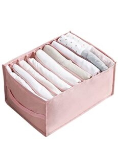 clothes organizer for folded clothes, wardrobe clothes organizer, large 9 grids, upgrade organizer for folded clothes, for jeans, underwear, tight pants, scarves, sweater, t-shirts, dresses（pink）
