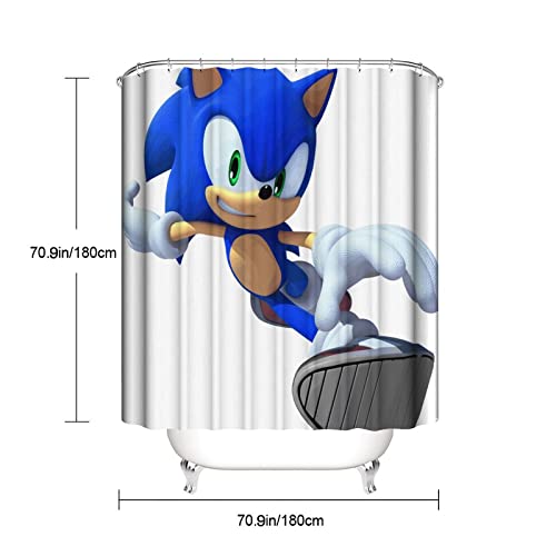 BOABIXA Son.ic The Hedge.hog 4 Piece Shower Curtain Sets, with Non-Slip Rugs, Toilet Lid Cover and Bath Mat, Durable and Waterproof, One size 20220305 0