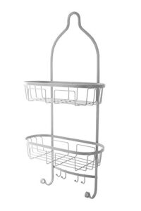 splash home maya shower caddy bathroom hanging head two basket organizers with hooks for storage shelves, 23 x 5 x 11.5, chrome