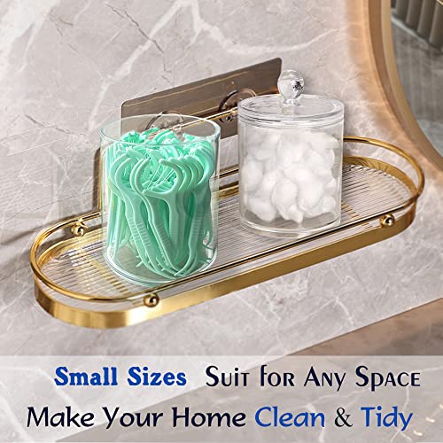 WISIEW Swab Holder Canisters with Lid, Bathroom Qtip Dispenser Apothecary Jars, Clear Plastic Cotton Ball Pad Container for Cotton Swabs, Q-Tips, Make Up Pads, Cosmetics